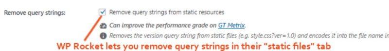 wordpress wp rocket remove query strings from static resources